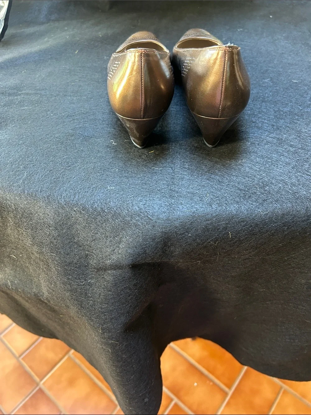Salvatore Ferragamo Vintage Brown Leather Perforated Pointed-Toe Pumps